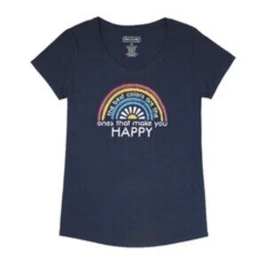 Solmate Socks - Happy T-Shirt V-Neck Navy - New - Large
